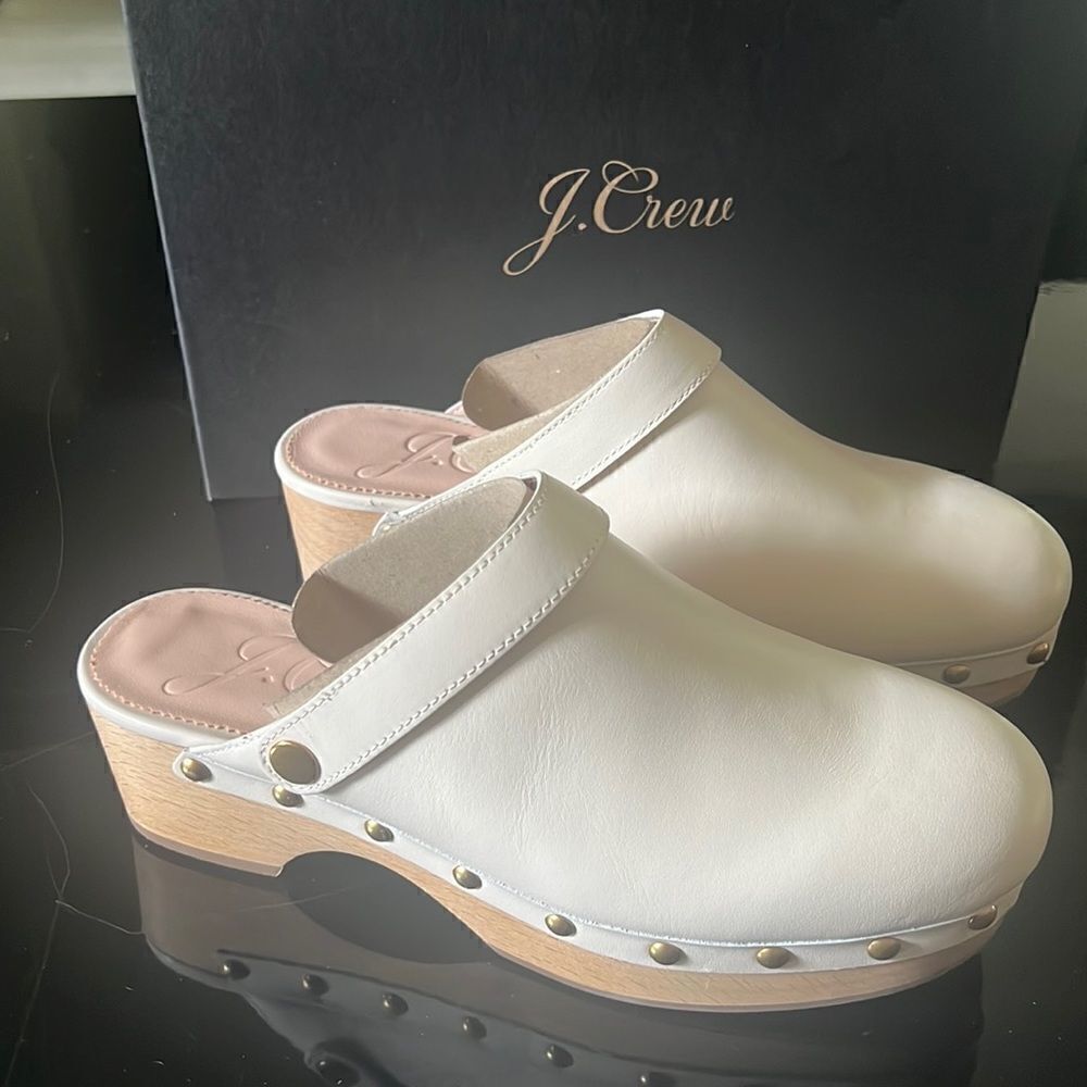 JCREW convertible leather clog ivory 5.5